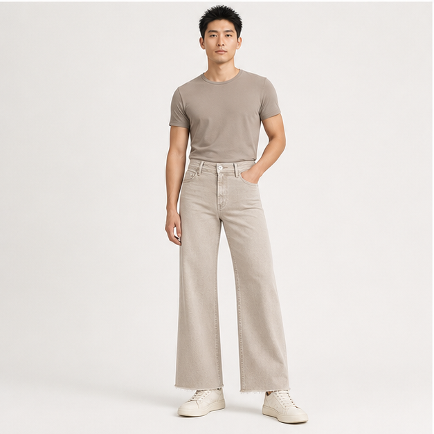 Women's Wide Leg Jeans High Waisted Stretchy Trendy Casual Versatile Work Denim Pants Trousers 2025 - model view
